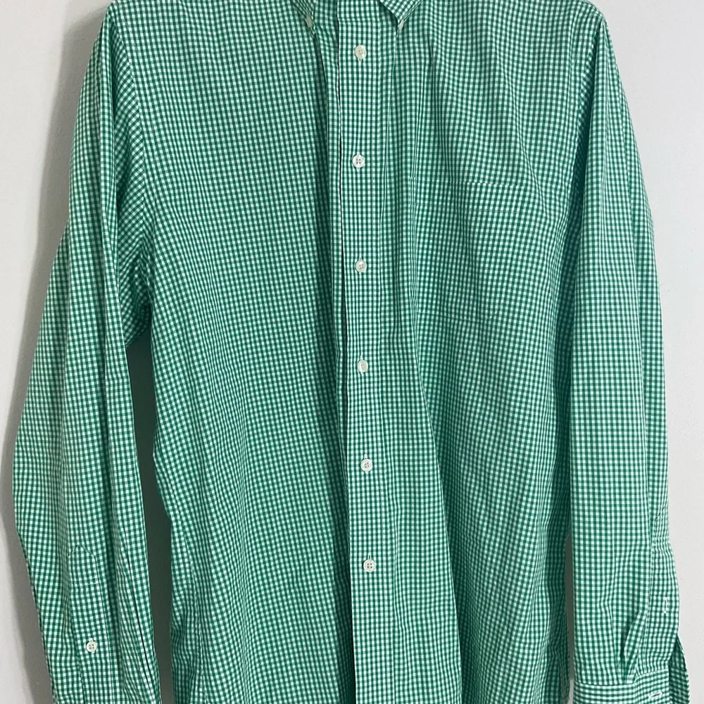 Brooks Brothers 1818 orig polo Regent Mens Size Large Shirt Green Check - Picture 2 of 9